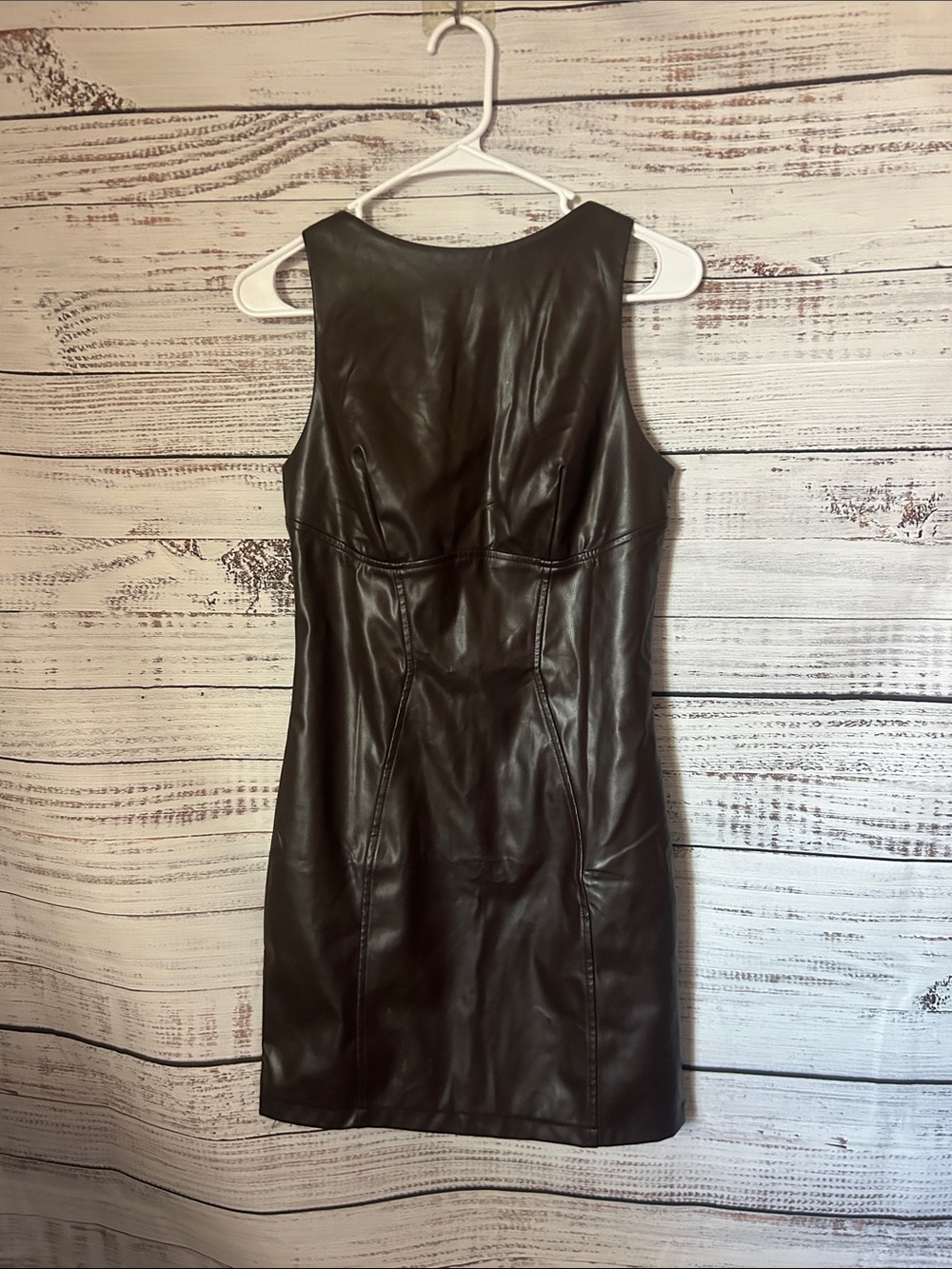 Sleek brown Faux Leather Sleeveless Dress size small